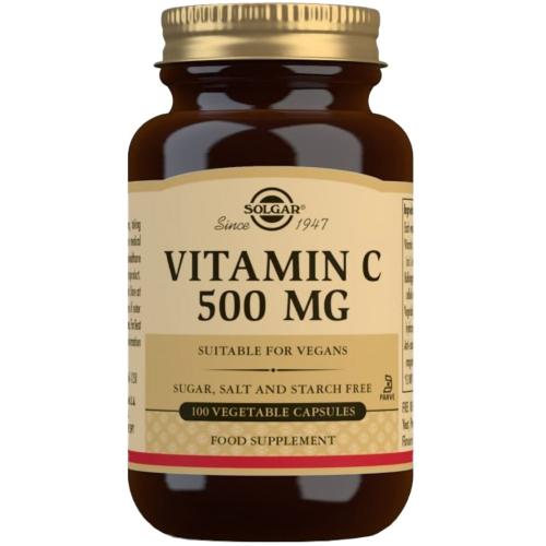 Solgar Vitamin C with Rose Hips 500mg Συμπλήρωμα Διατροφής για τη Φυσιολογική Λειτουργία του Ανοσοποιητικού Συστήματος 100veg.caps